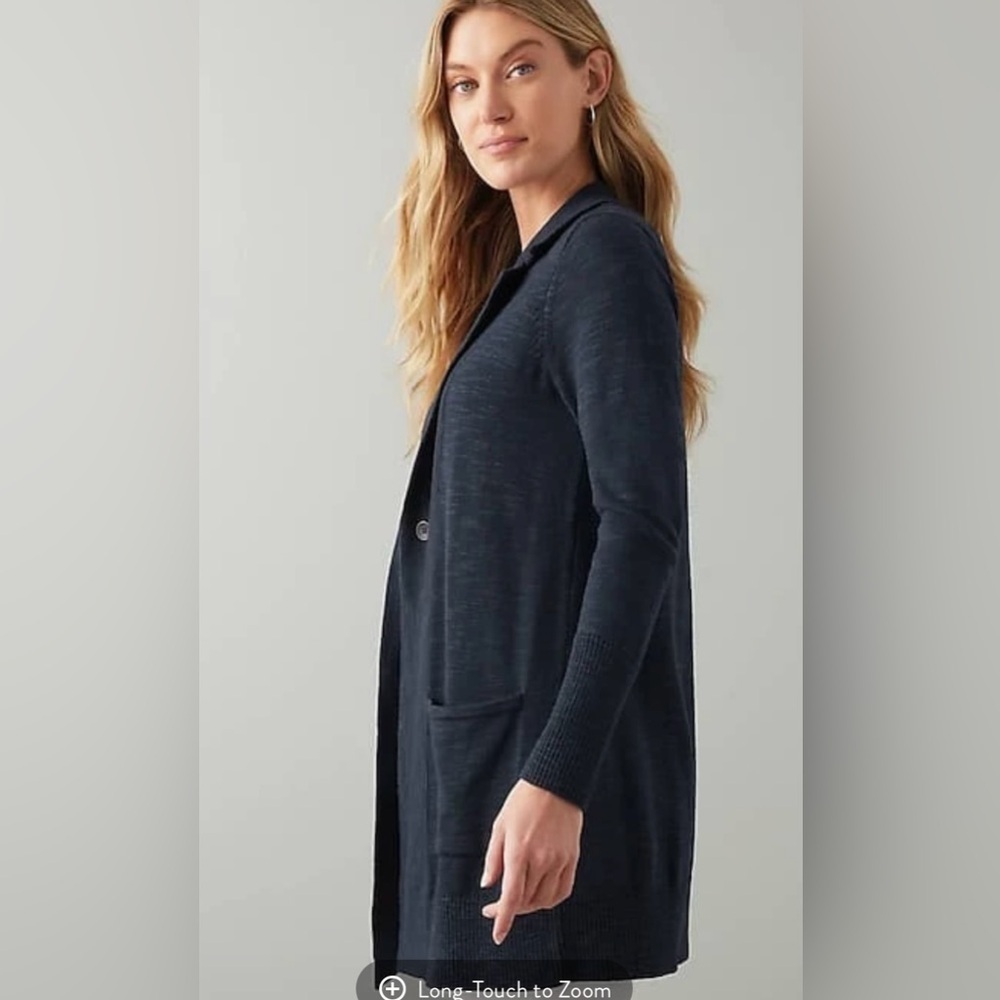 J.Jill Women L Green Textured Sweater-Jacket - Picture 4 of 16
